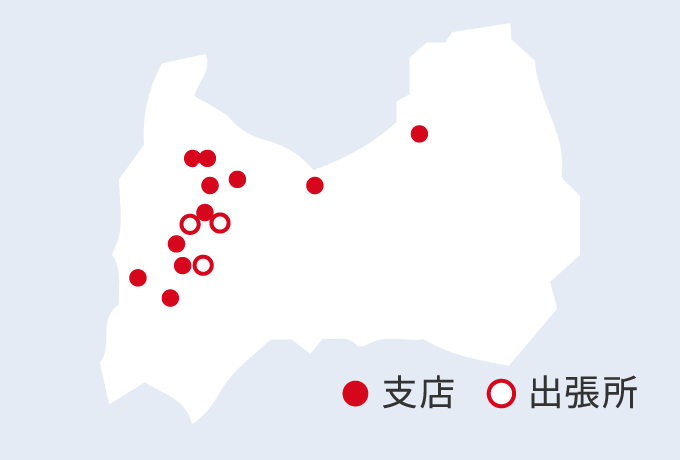 富山県内の支店・出張所の地図